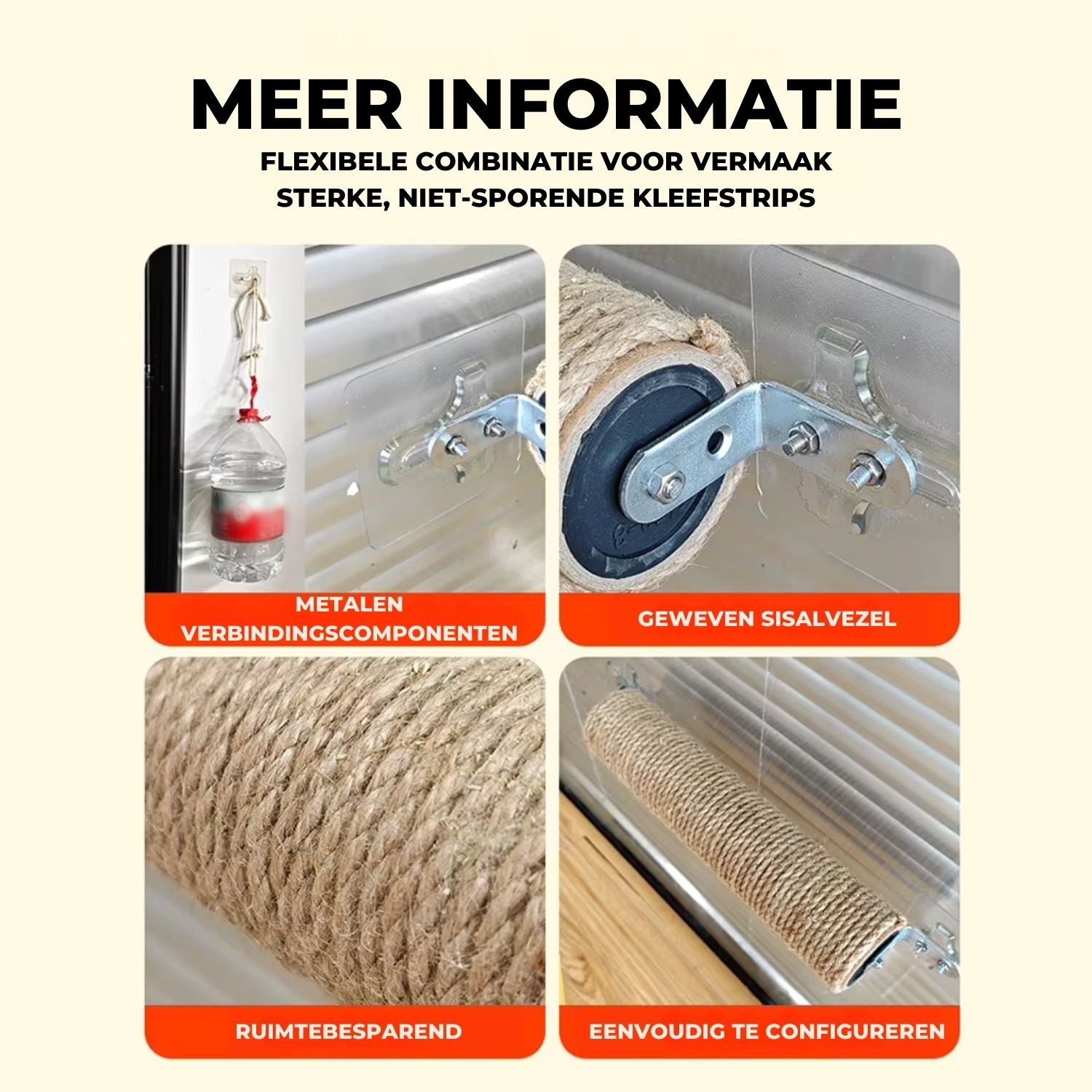 flexibele muurbevestigde krabpaal combinatie sisalvezel metaal